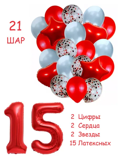Balloon Day Шарики воздушные набор кр 21 фотозона цифра 15 лет девочке