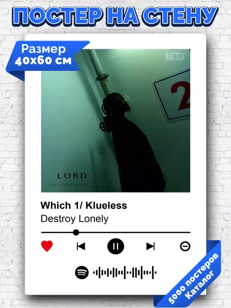 Arthata-spotify постер Спотифай постер Спотифай постер Destroy Lonely - Which 1 Klueless 40х60