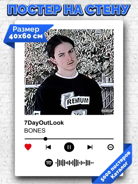 Arthata-spotify постер Спотифай постер Плакат на стену BONES - 7DayOutLook 40х60