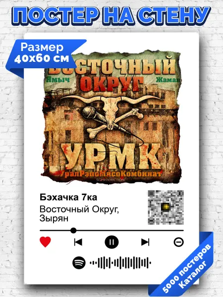 Arthata-spotify постер Спотифай постер Спотифай плакат Восточный Округ - Бэхачка 7ка 40х60