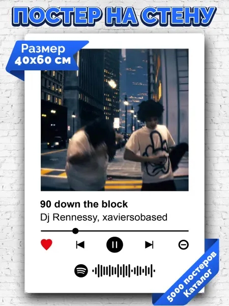 Arthata-spotify постер Спотифай постер Плакат на стену xaviersobased - 90 down the block 40х60