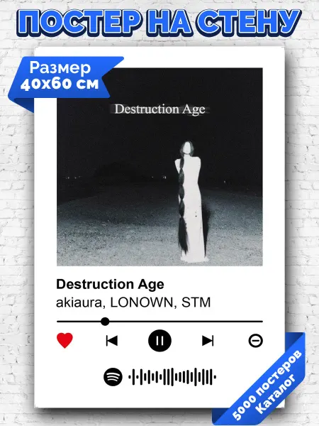 Arthata-spotify постер Спотифай постер Спотифай плакат akiaura LONOWN STM - Destruction age 40х60