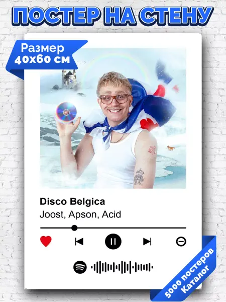 Arthata-spotify постер Спотифай постер Спотифай постер Joost - Disco Belgica 40х60