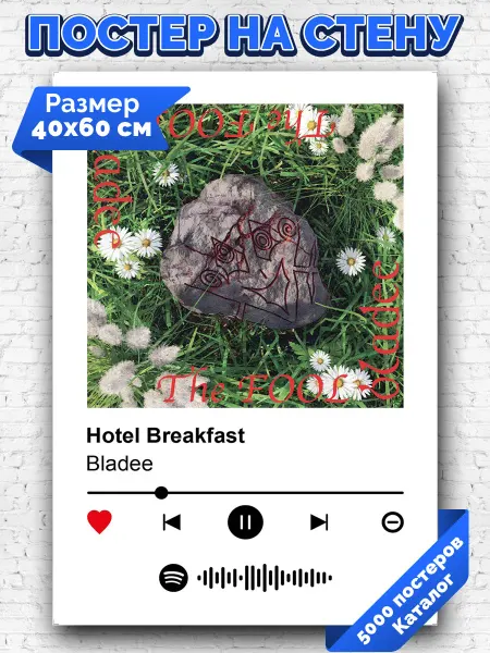 Arthata-spotify постер Спотифай постер Спотифай плакат Bladee - Hotel Breakfast 40х60