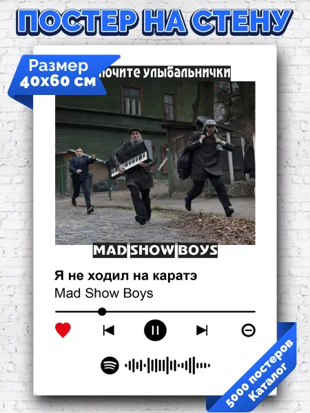Arthata-spotify постер Спотифай постер Плакат на стену Mad Show Boys - Я не ходил на каратэ 40х60