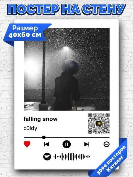 Arthata-spotify постер Спотифай постер Спотифай плакат c0ldy - falling snow 40х60