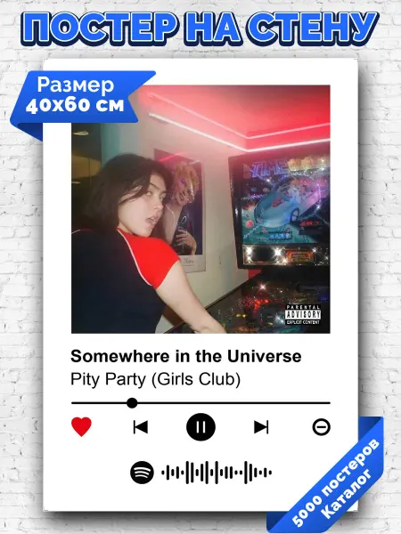 Arthata-spotify постер Спотифай постер Плакат Pity Party Girls Club-Somewhere in the Universe 40х60