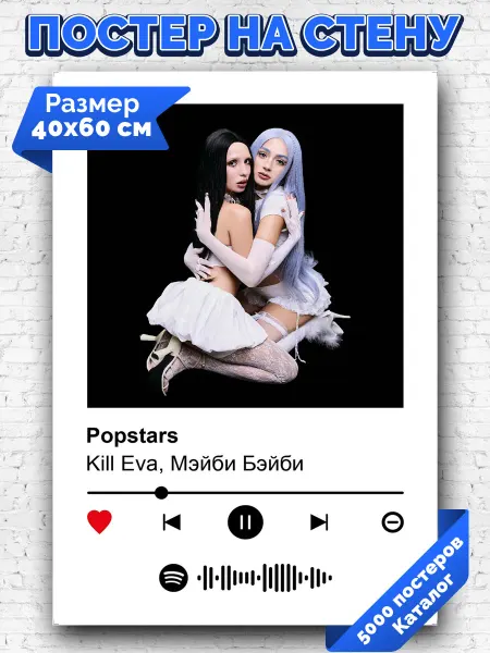 Arthata-spotify постер Спотифай постер Спотифай плакат Kill Eva Мэйби Бэйби - Popstars 40х60