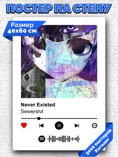 Arthata-spotify постер Спотифай постер Спотифай плакат Sewerslvt - Never Existed 40х60