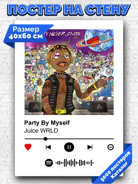 Arthata-spotify постер Спотифай постер Спотифай постер Juice WRLD - Party By Myself 40х60
