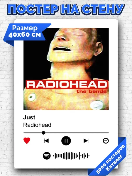 Arthata-spotify постер Спотифай постер Плакат на стену Radiohead - Just 40х60