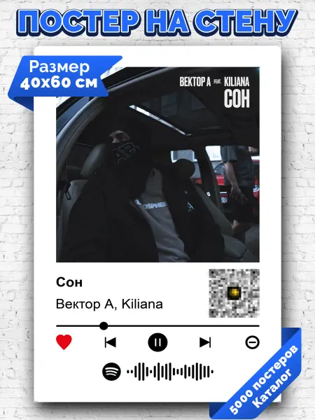 Arthata-spotify постер Спотифай постер Спотифай плакат Вектор А Kiliana - Сон 40х60