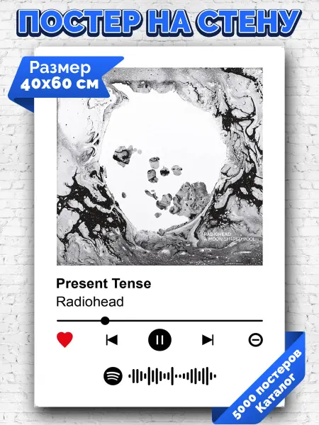 Arthata-spotify постер Спотифай постер Плакат на стену Radiohead - Present Tense 40х60