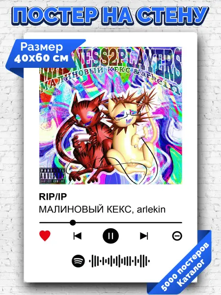 Arthata-spotify постер Спотифай постер Спотифай постер МАЛИНОВЫЙ КЕКС - RIP IP 40х60