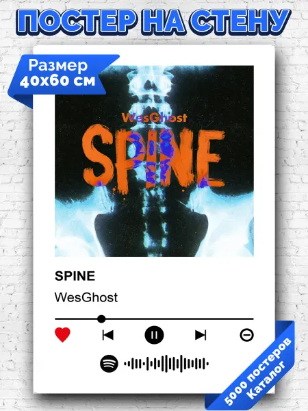 Arthata-spotify постер Спотифай постер Плакат на стену WesGhost - SPINE 40х60
