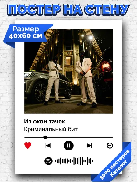 Arthata-spotify постер Спотифай постер Спотифай плакат Криминальный бит - Из окон тачек 40х60