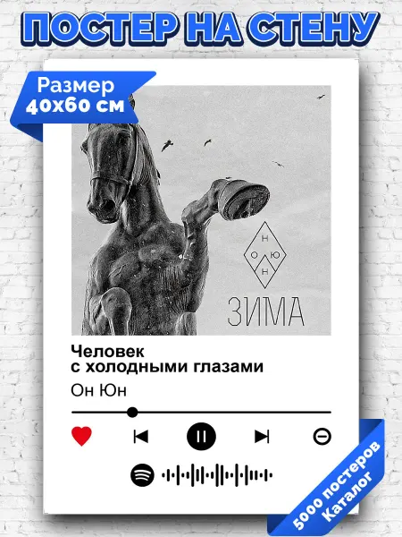 Arthata-spotify постер Спотифай постер Спотифай плакат Он Юн - Человек с холодными глазами 40х60