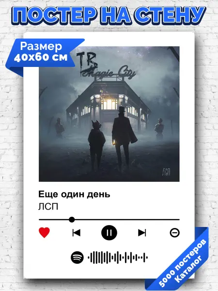 Arthata-spotify постер Спотифай постер Плакат на стену ЛСП - Еще один день 40х60