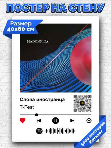 Arthata-spotify постер Спотифай постер Спотифай плакат Т-Fest - Слова иностранца 40х60