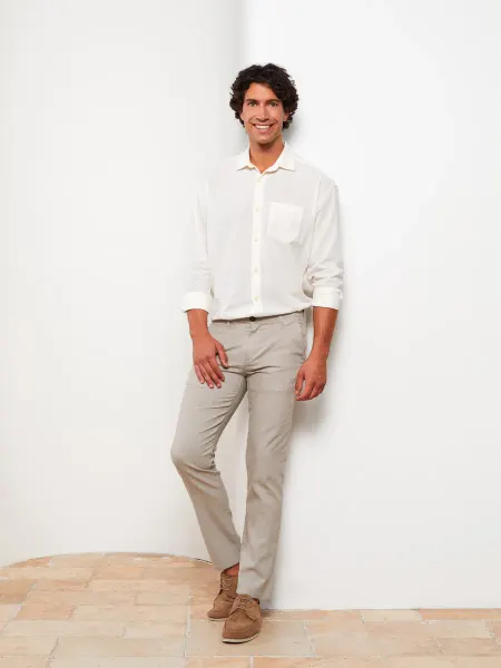 LC Waikiki Текстурированные мужские брюки Slim Fit