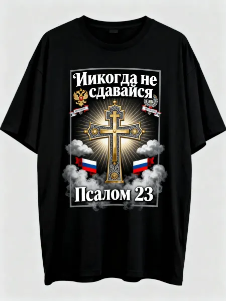 Футболка с православным крестом! С надписью И никогда не сда