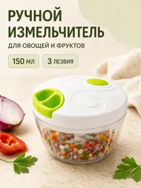 ALTEZZE Измельчитель овощей ручной с 3 лезвиями