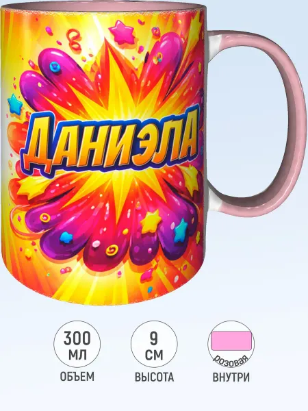 MadePrint Кружка именная Даниэла - розовая внутри и ручка