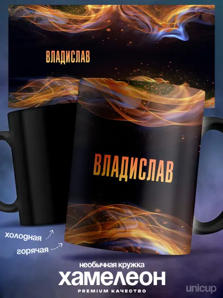 UniCup Кружка хамелеон мужская Владислав именная