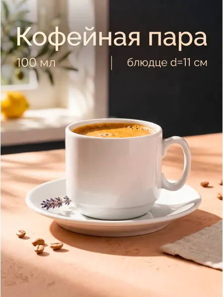 Добрушский фарфоровый завод Кружка для чая и кофе подарочная 100 мл "Мокко" с блюдцем
