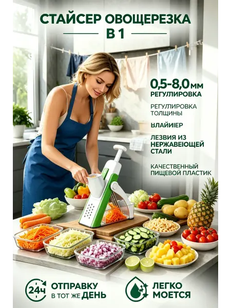 Слайсер овощной ручной быстрая резка легкая очистка