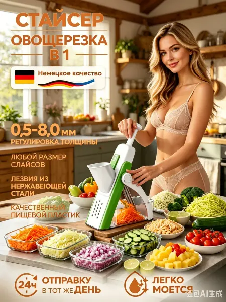 Овощерезка ручная, слайсер для лука, моркови, огурцов