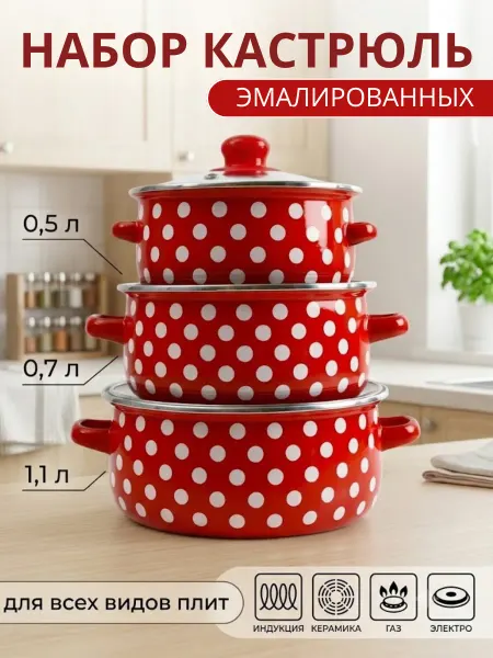 СугдиЁн Кастрюли эмалированные набор 3 шт