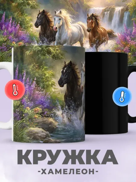 Jojo print Кружка хамелеон с принтом символ года лошадь