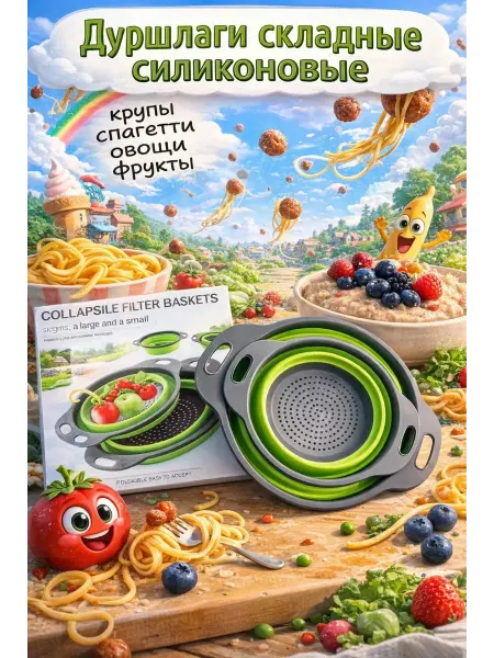 Посуда и дом Фруктовница пластиковая раздвижная для мытья и сушки ягод