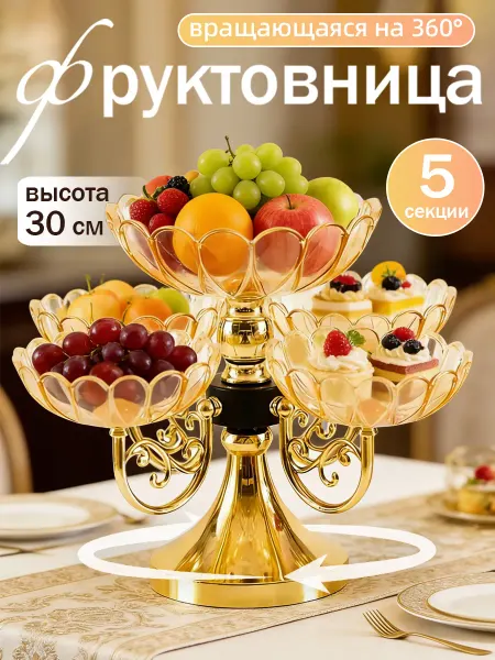 Фруктовница вращающаяся ярусная этажерка для фруктов