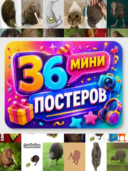 У Денчика Минипостеры 36 шт птица киви