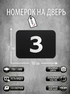 Номер на дверь квартиры, табличка с номером 3