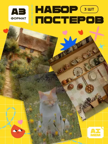 AIMEM Постеры Cottagecore. 3шт. А3 (29,7х42см)