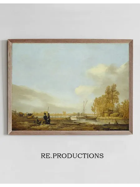 Re.productions Постер River Landscape with Footbridge - Aelbert Cuyp