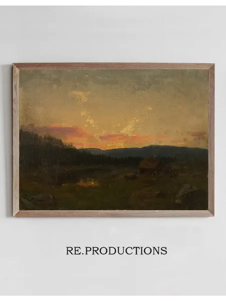 Re.productions Постер Solnedgang ved seteren - Amaldus Nielsen