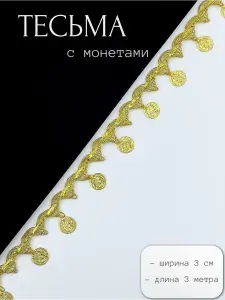 Тесьма отделочная декоративная с монетами/ 3 метра