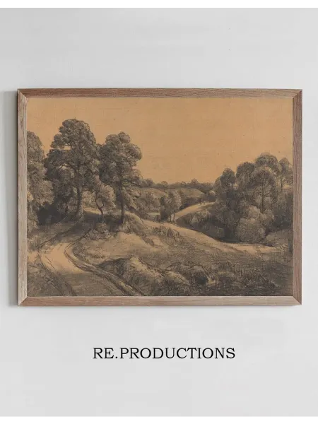 Re.productions Постер Wooded Slope with a Receding Road - John Constable