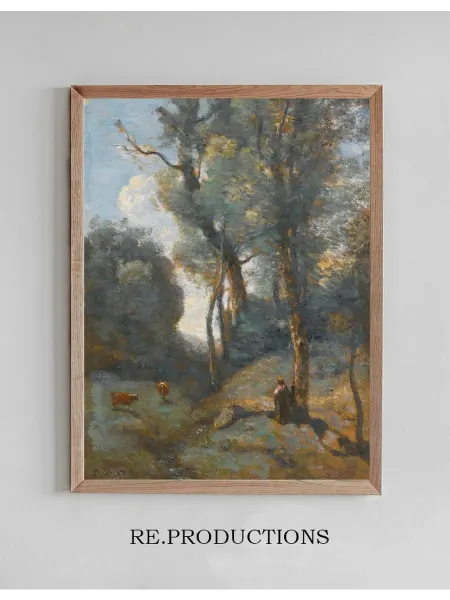 Re.productions Постер Vachère Sur Un Coteau - Jean-Baptiste-Camille Corot