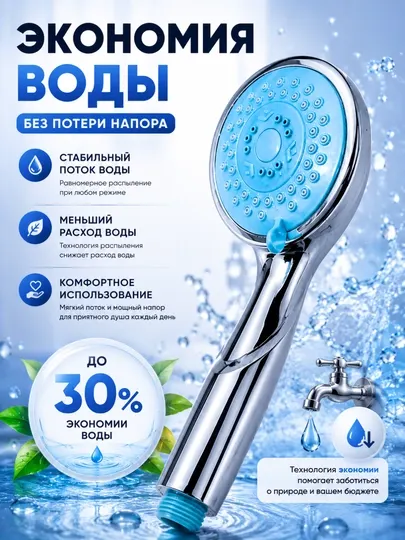 Душевая лейка с 3 режимами, комфортный душ каждый день