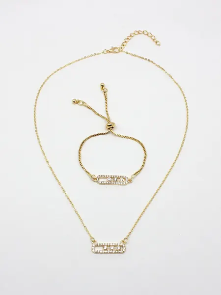 Комплект бижутерии: браслет, цепь, Swarovski Zirconia