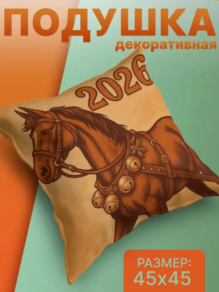 S A I Подушка декоративная лошадь новый год