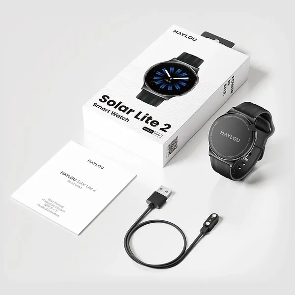 HAYLOU Смарт-часы Solar Lite 2 1.43" AMOLED | Bluetooth v5.4 | 300 mAh | 1ATM | 150+ тренировок | Черный; Серый