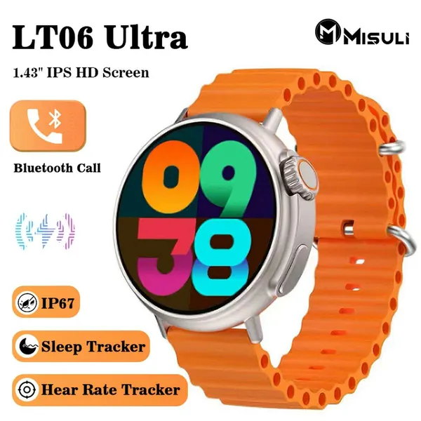 Смарт-часы Smart Watch LT06 Ultra, Bluetooth-звонки, беспроводная зарядка, IPS 1.43"