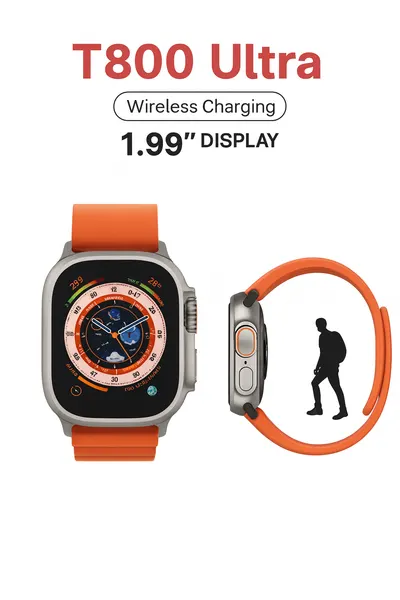 Умные часы T800 Ultra — дисплей 1,99 дюйма, беспроводная зарядка, функции для спорта и здоровья