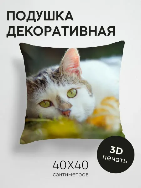 365home Подушка декоративная, 40x40см Животные кот отдых